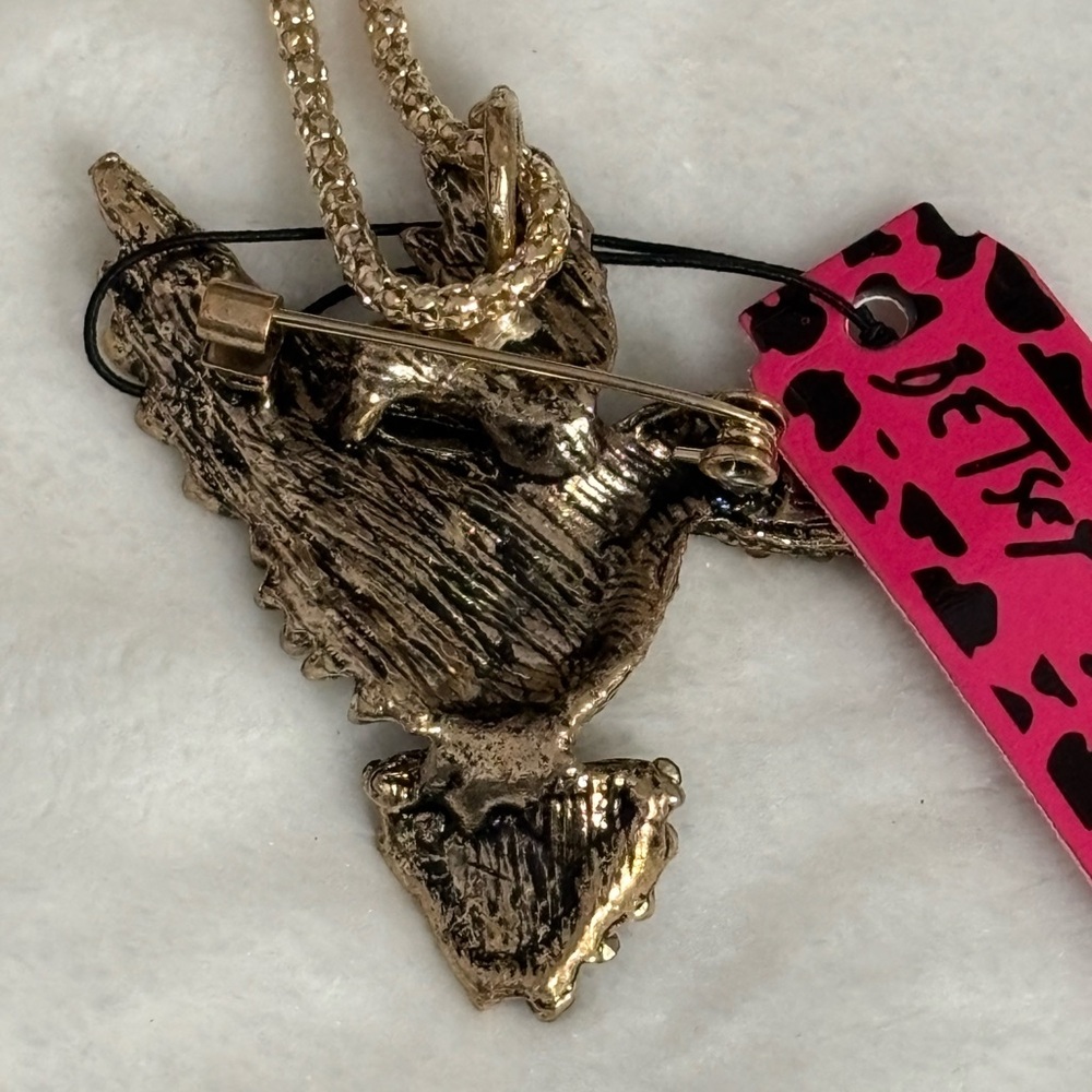 Betsey Johnson Charming Gold and Brown Hummingbird Necklace - Picture 4 of 4